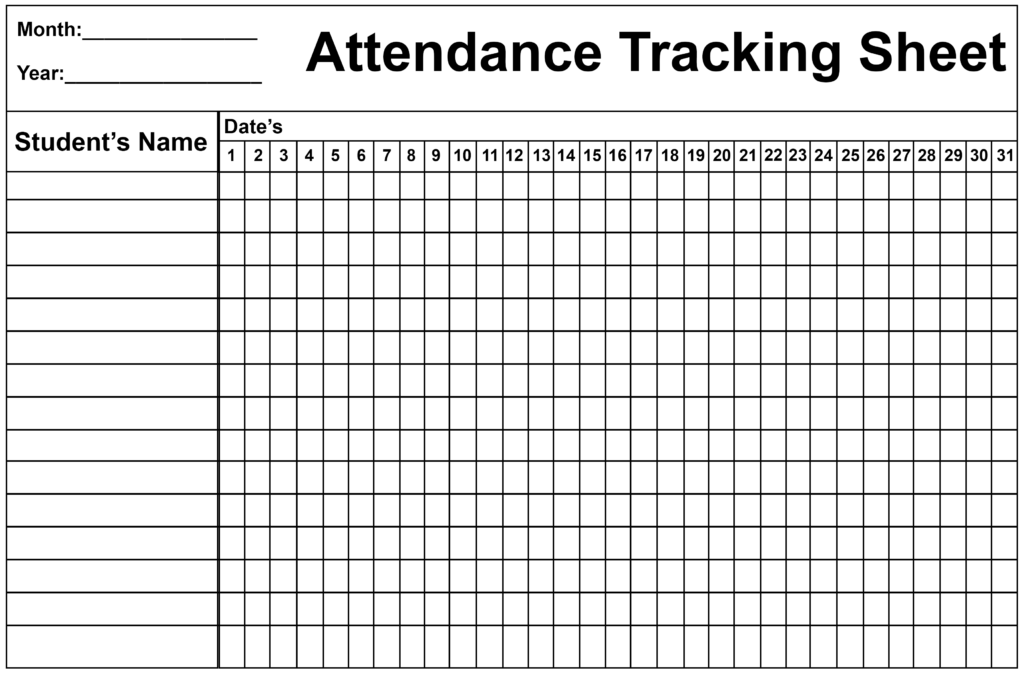 Attendance Sheet Free Printable