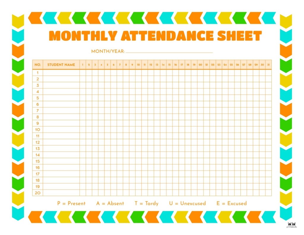 Attendance Sheets 52 FREE Printables Printabulls
