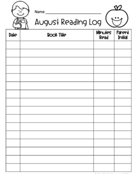 August Reading Log By Mrs Clark 39 s Classroom TPT
