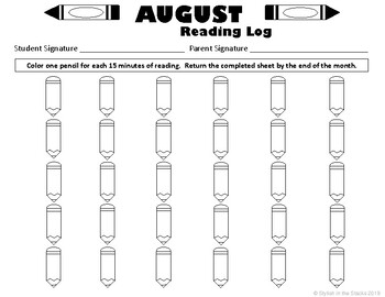 August Reading Log By Stylish In The Stacks Teachers Pay Teachers