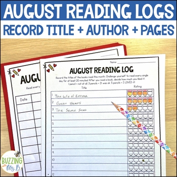 August Reading Log Simple Reading Logs For 3rd 4th And 5th Grade