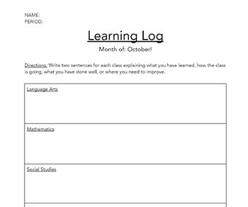 AVID Digital Or Printable Learning Log With Sentence Frames By Jack Bonilla