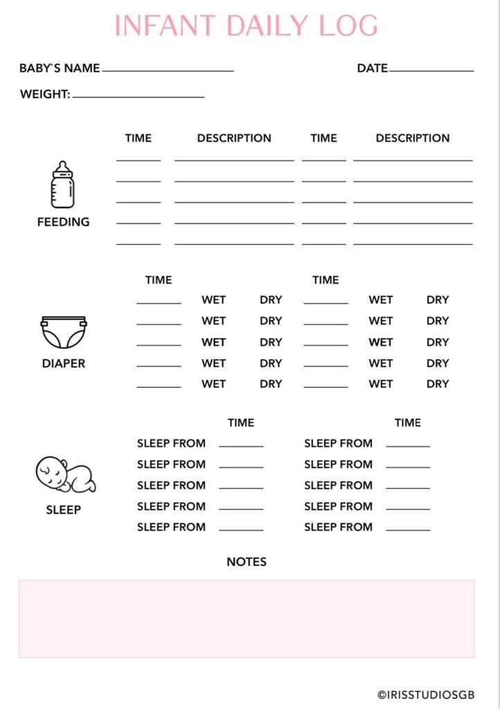 Baby Daily Log Printable baby Sleep Log Baby Care Log Baby 