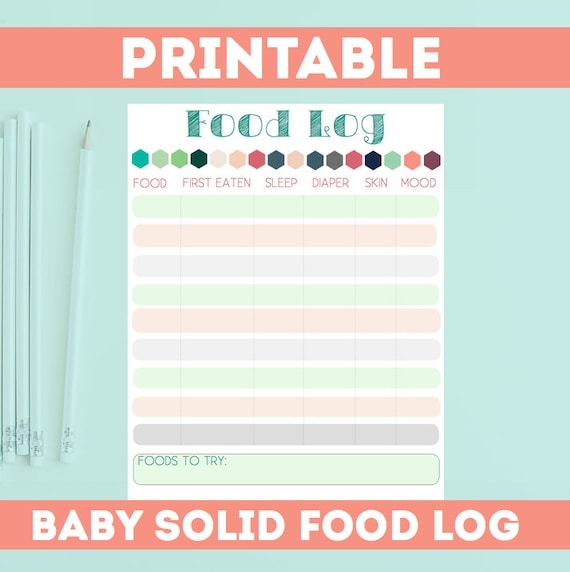 Baby Food Diary Printable Log Baby Food Planner New Mom