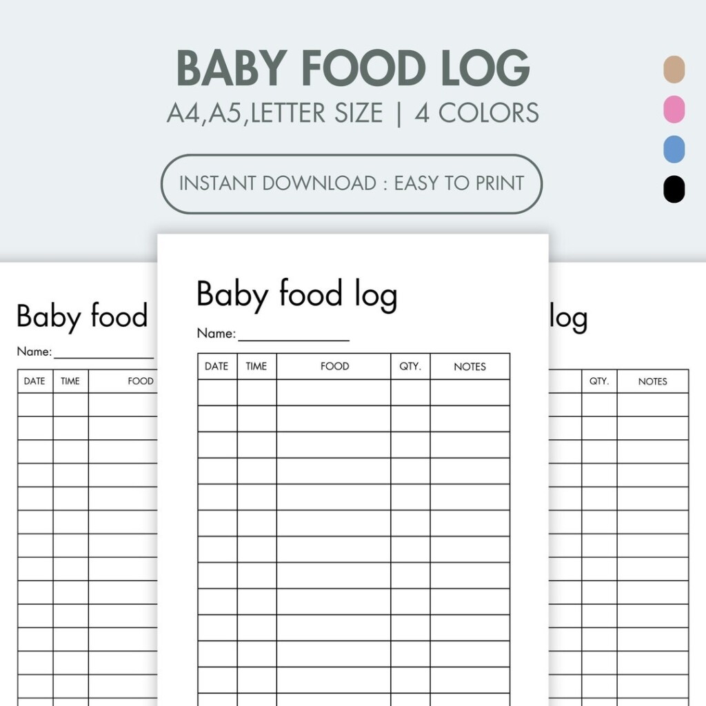 Baby Food Log Printable Baby 39 s Foods Tracker Solid Food Tracker Baby 
