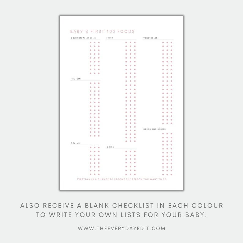Baby Food Tracker Printable Baby 39 s First Food Checklist Solids 
