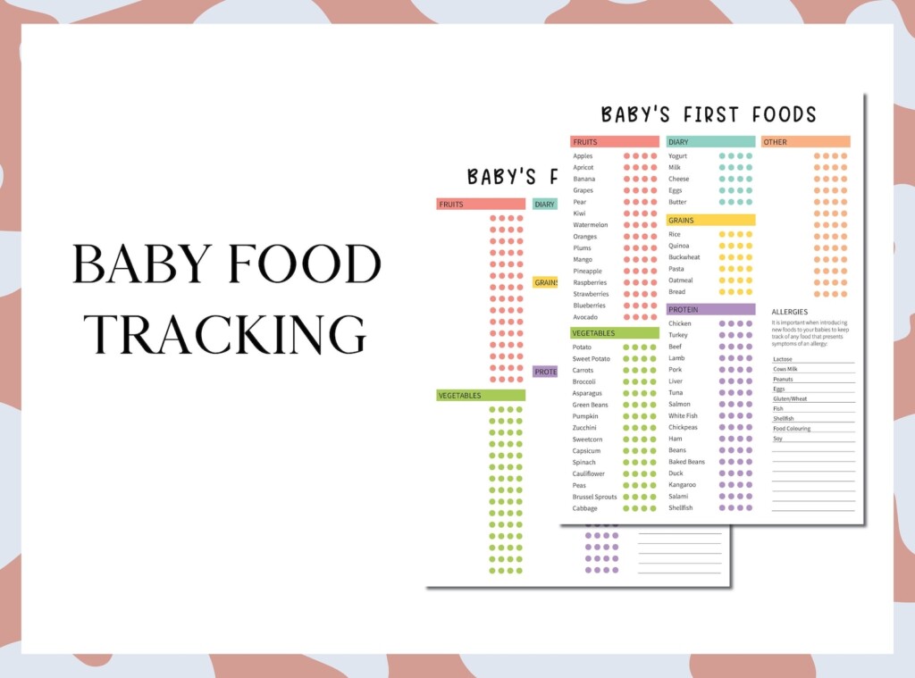Baby Food Tracking Printable Baby 39 s First Food Checklist Solid 