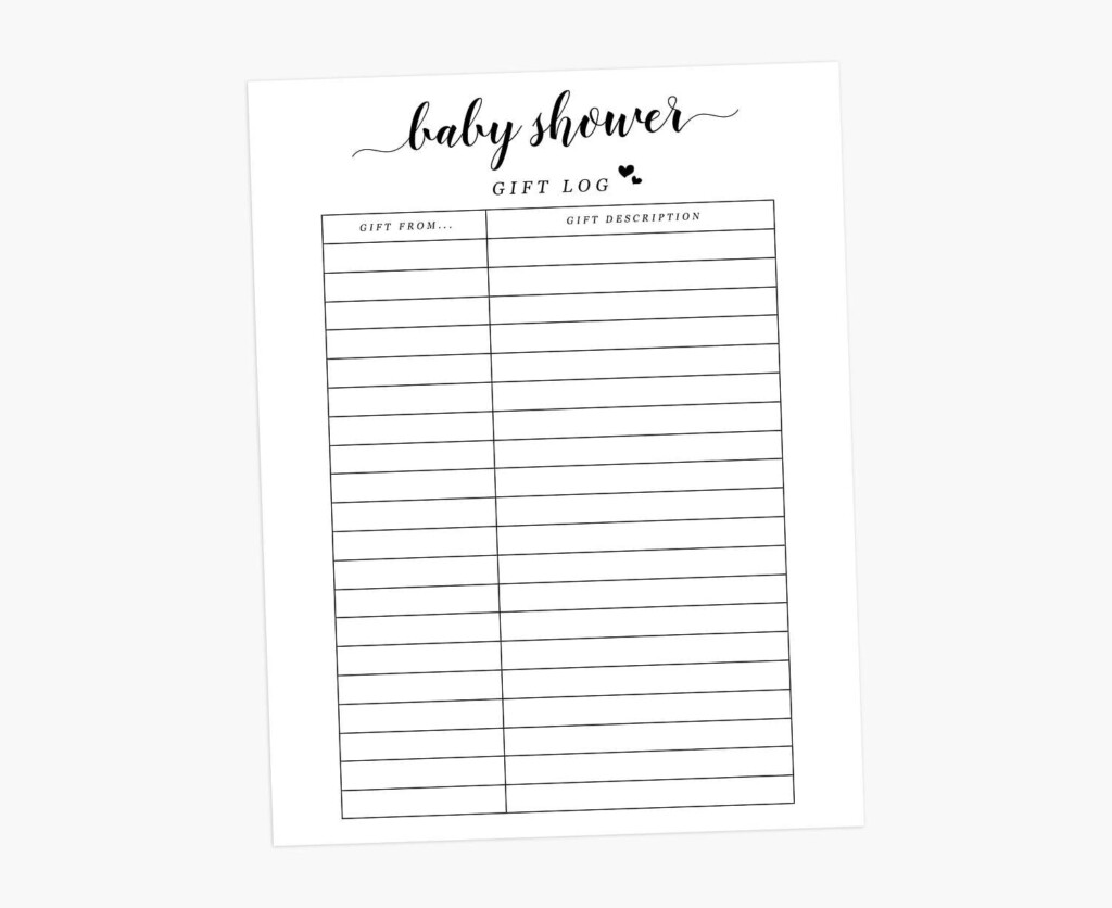 Baby Shower Gift Log Baby Gift Tracker Baby Shower Gift Etsy Canada