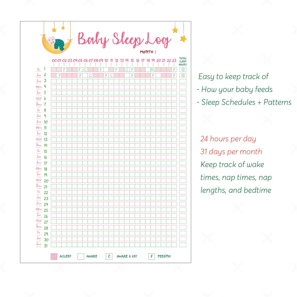 Baby Sleep Schedule Template Printable Baby Sleep Tracker Baby 