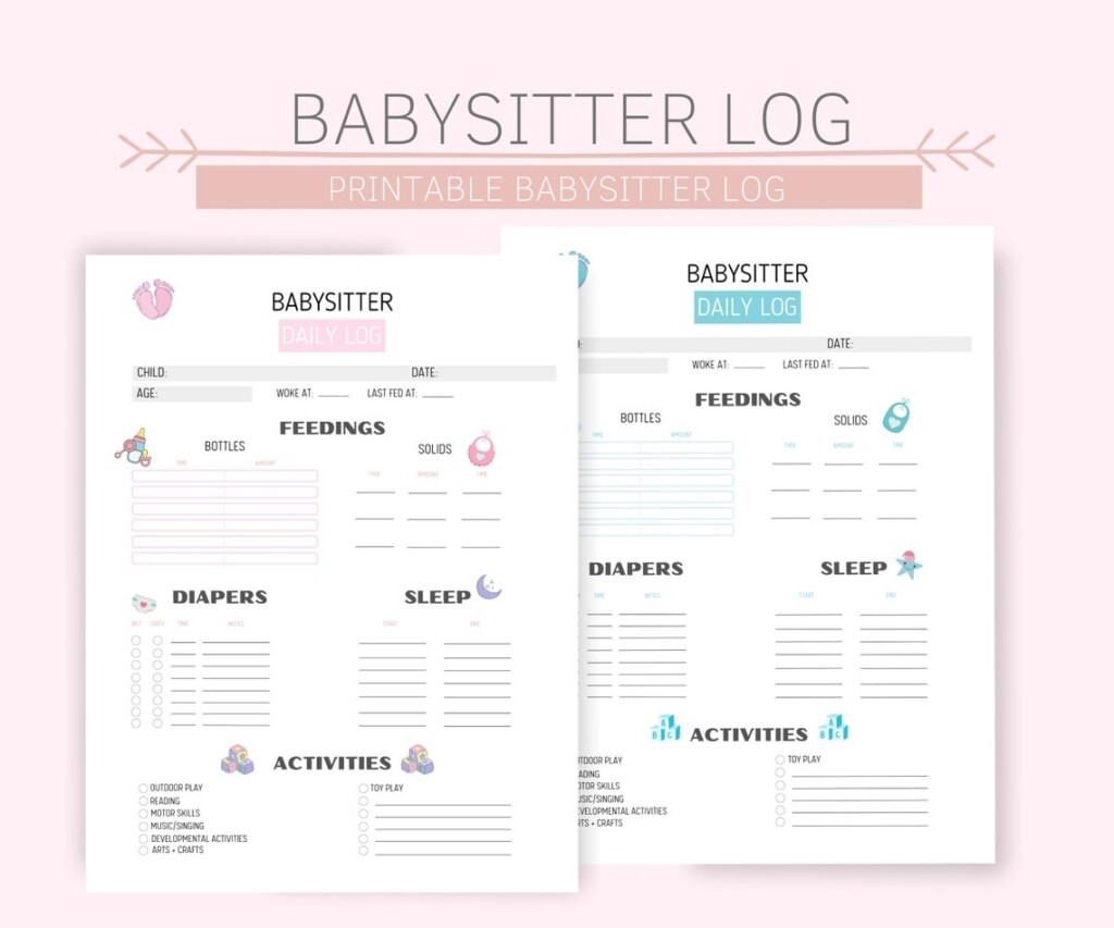 Babysitter Information Sheet Babysitter Log Printable Etsy