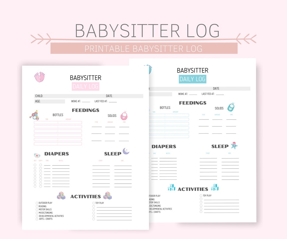 Babysitter Information Sheet Babysitter Log Printable Etsy