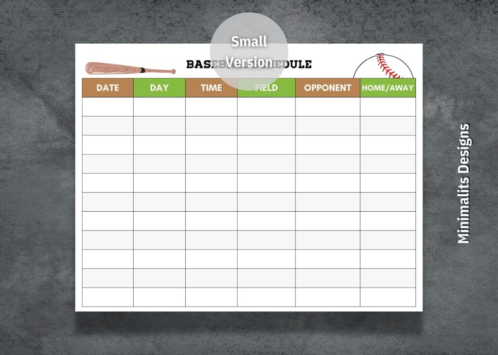 Baseball Schedule Template Printable Baseball Schedule Editable 