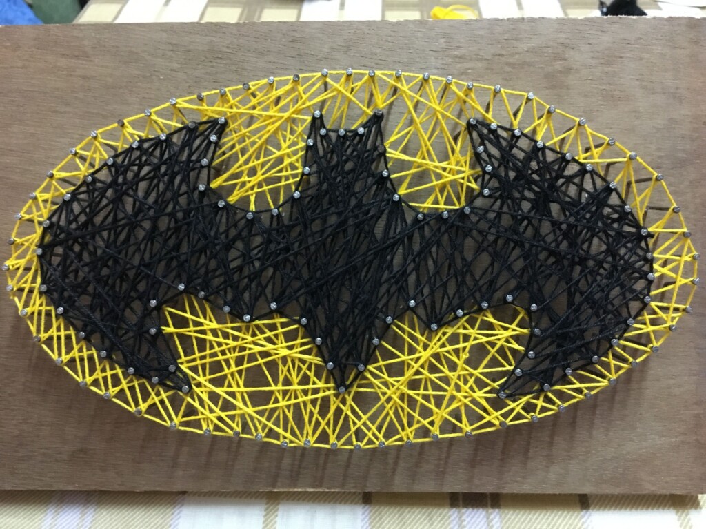 Batman String Art Fiber Art Projects Fibre Art String Art Bat 
