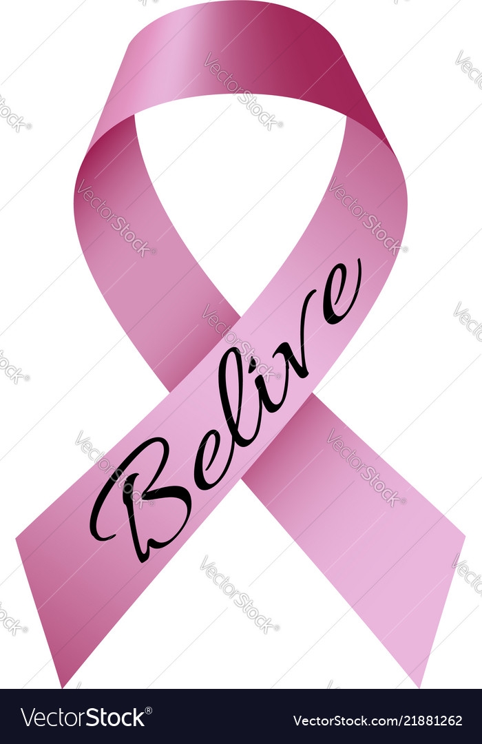 Believe Breast Cancer Logo Realistic Style Vector Image