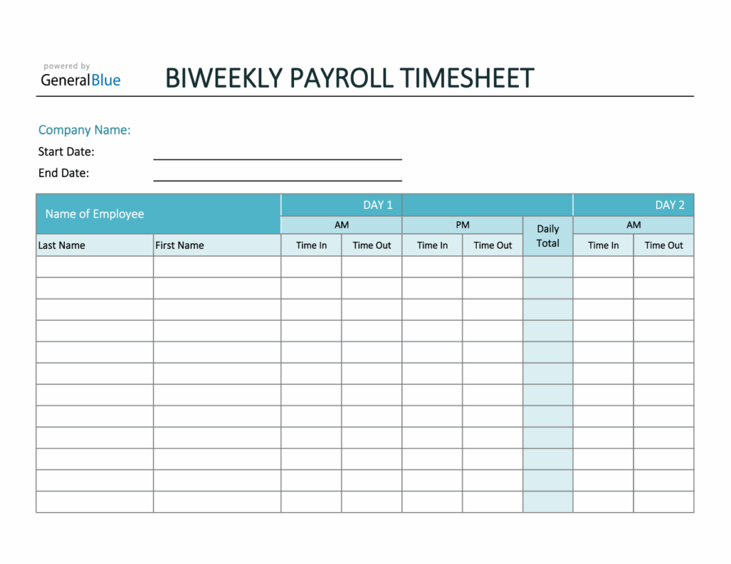 Bi Weekly Payroll Excel Template