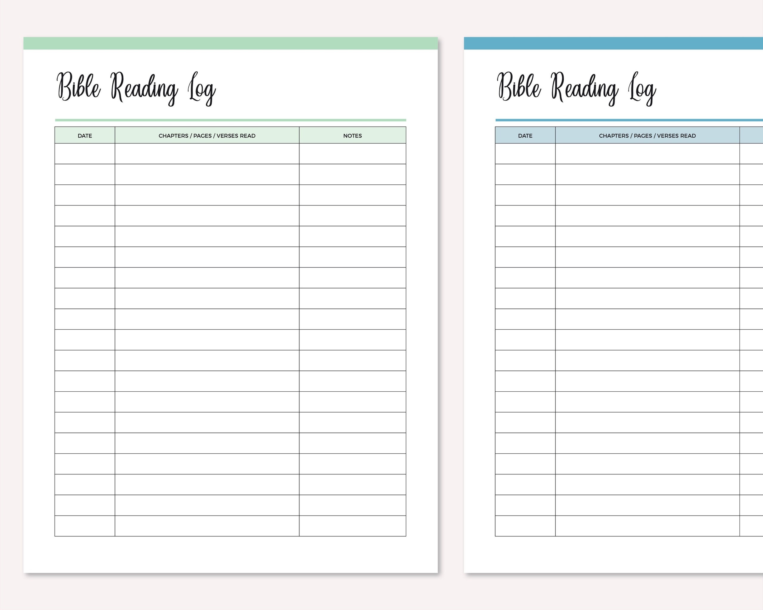 Bible Reading Log Printable Bible Reading Tracker Bible Etsy