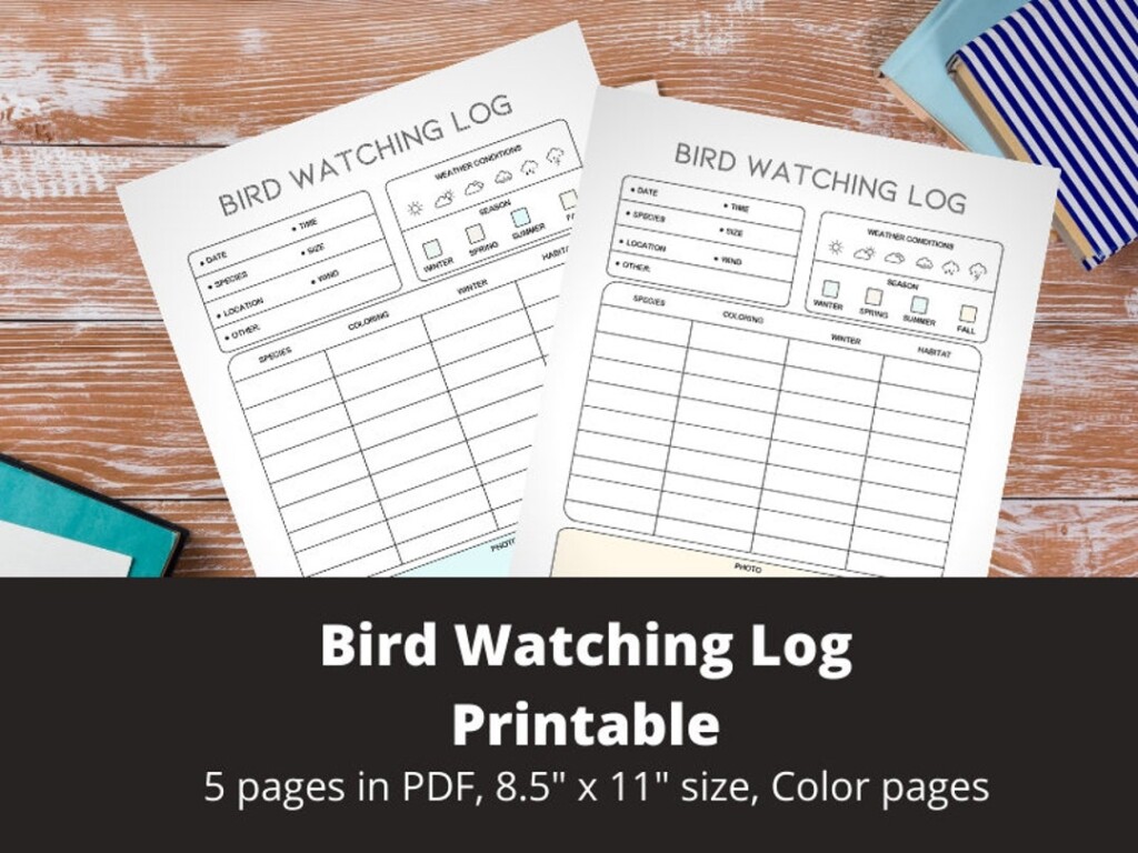 Birdwatching Log Printable Digital Instant Download Etsy