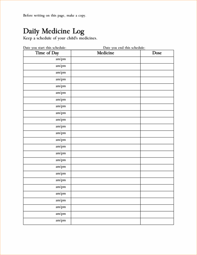Blank Medication Administration Record Template Work Medication 