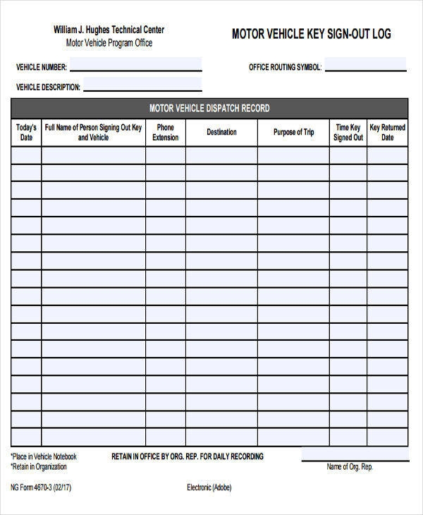 Blank Printable Form For Key Log Images Printable Forms Free Online