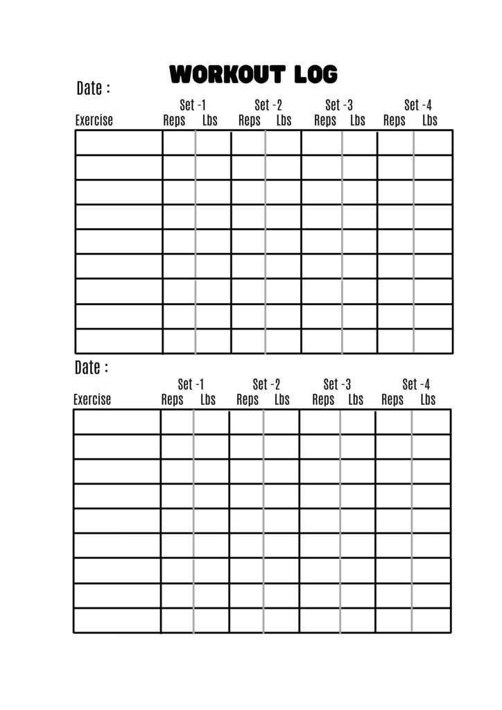 Blank Workout Chart Template