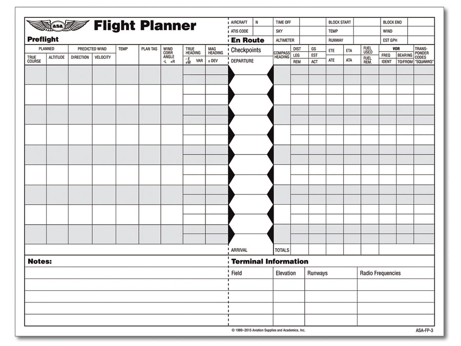 Bloc Log De Navigation VFR 50 Feuilles 