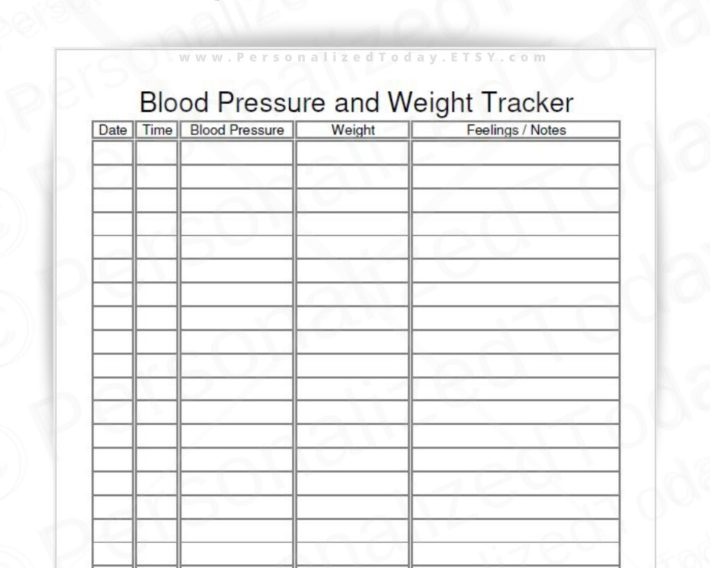 Blood Pressure And Weight Log Fillable And Print And Write PDF Etsy