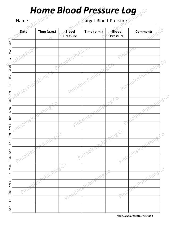 Blood Pressure Food And Medication Log Printable Rebelnom