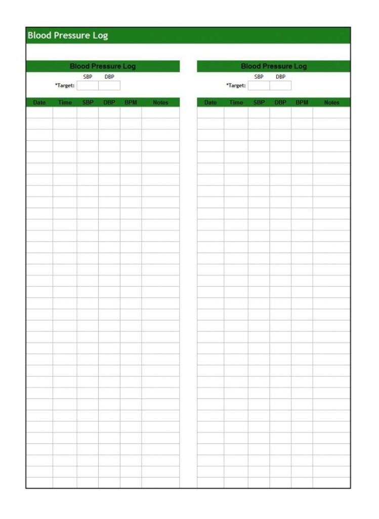 Blood Pressure Log Blood Pressure Log Printable Hsindo