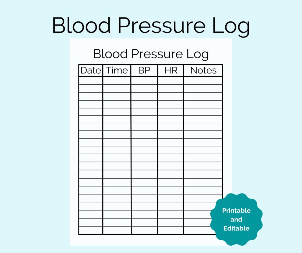 Blood Pressure Log Blood Pressure Tracker Blood Pressure Chart 