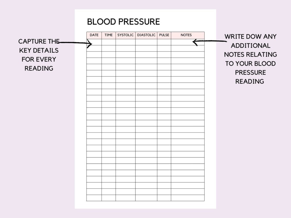 Blood Pressure Log Book Printable High Blood Pressure Tracker Medical 