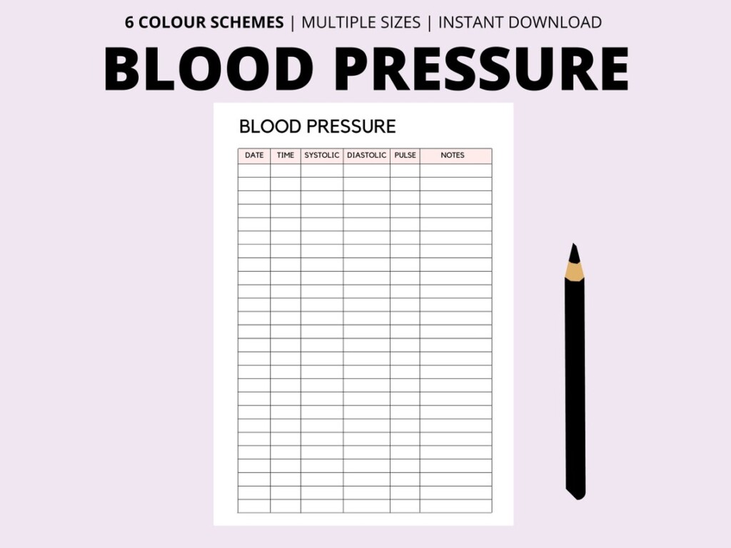 Blood Pressure Log Book Printable High Blood Pressure Tracker Medical 