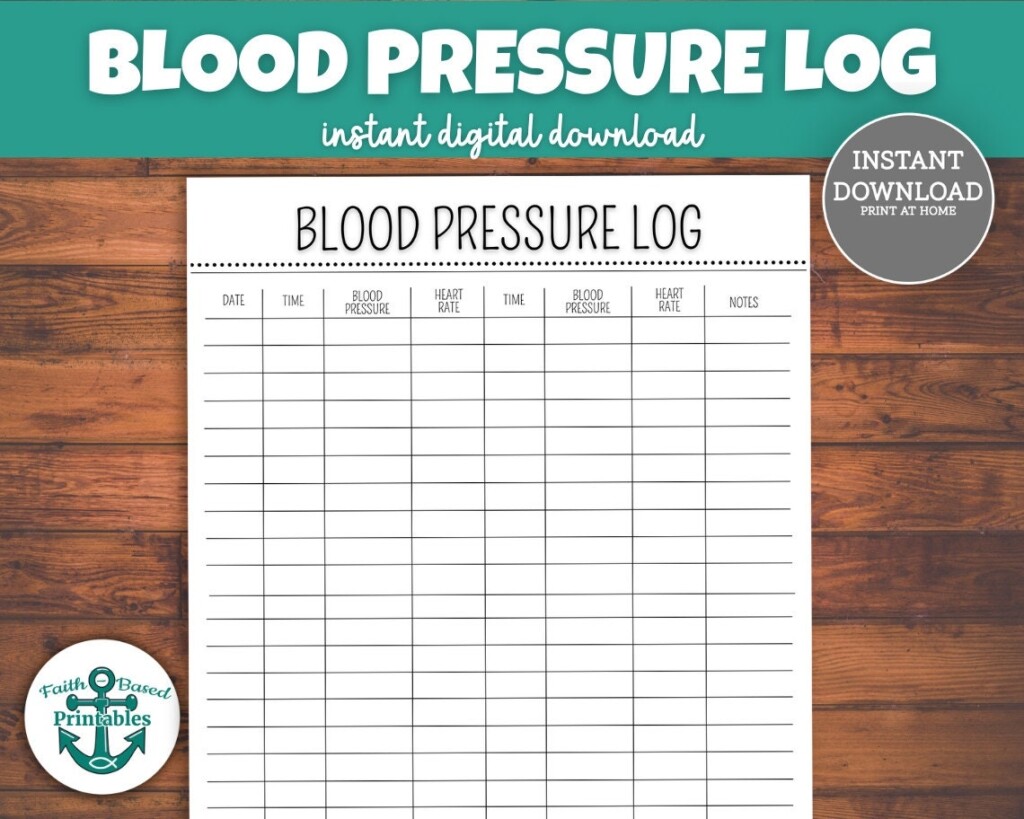 Blood Pressure Log Printable Blood Pressure Chart Tracker Record 