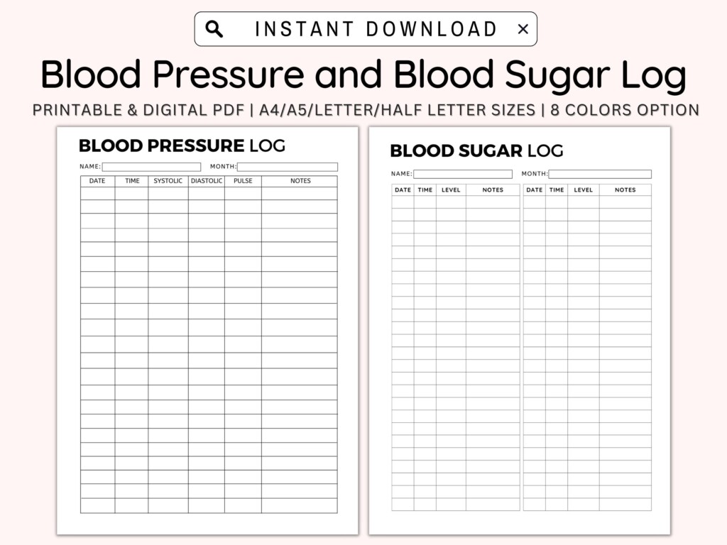 Blood Sugar Log Printable Blood Pressure Log Printable 54 OFF