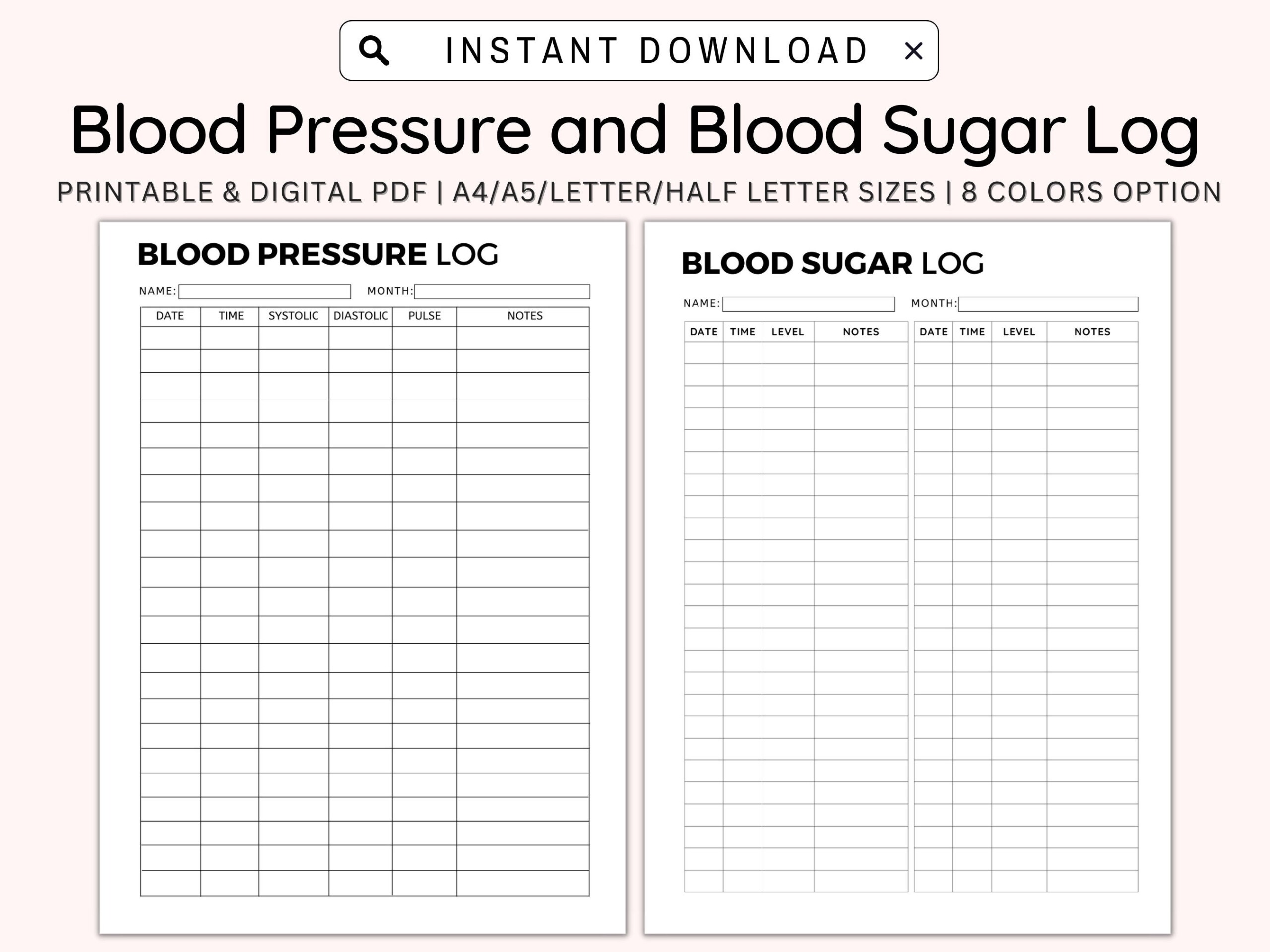 Blood Sugar Log Printable Blood Pressure Log Printable 54 OFF
