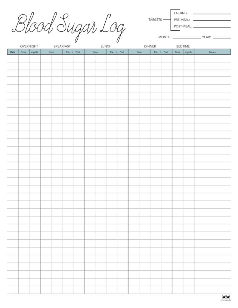 Blood Sugar Log Printable Free Printable Free Templates