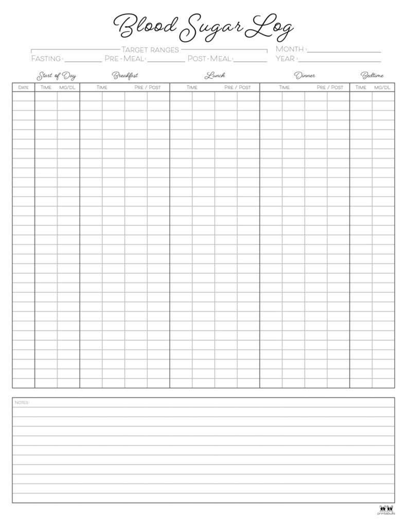 Blood Sugar Logs 25 FREE Logs Trackers Printabulls
