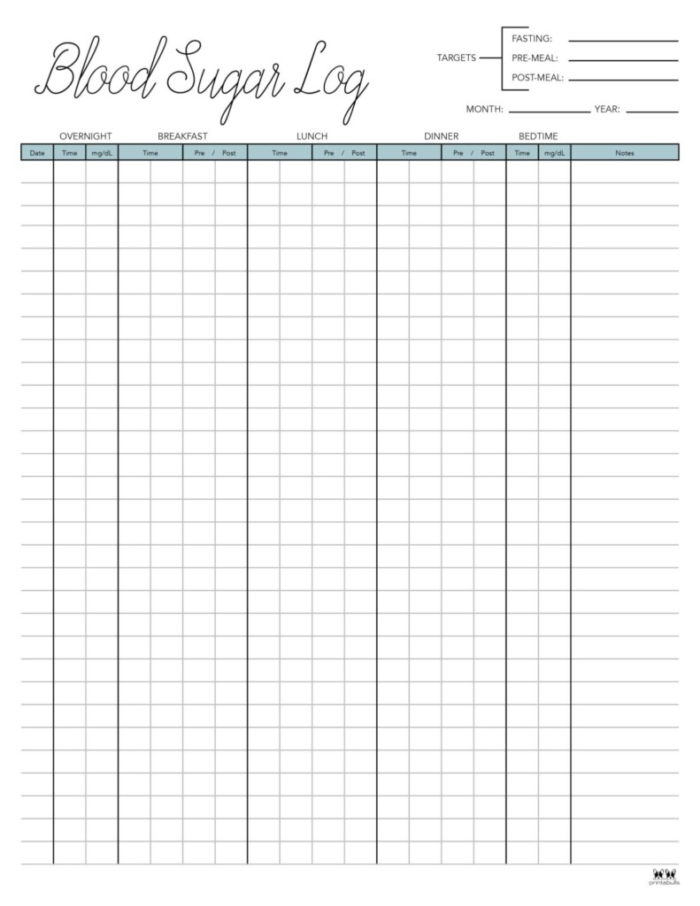 Blood Sugar Logs 25 FREE Logs Trackers Printabulls