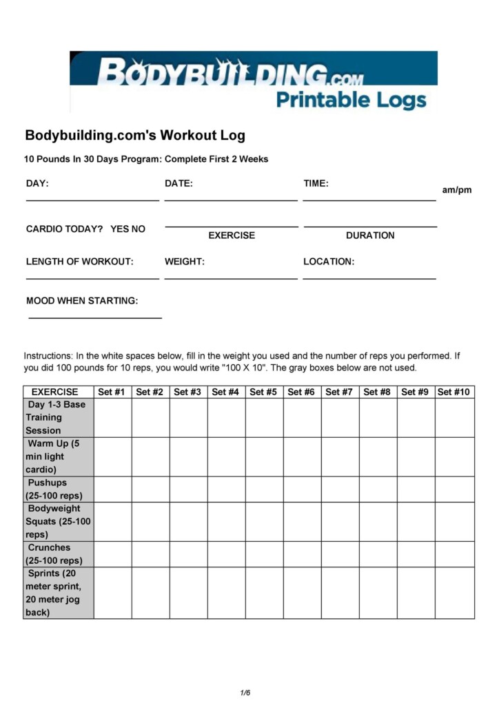 Bodybuilding 12 Week Workout Log Pdf Blog Dandk