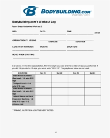 Bodybuilding Com Printable Workout Log HD Png Download Transparent 