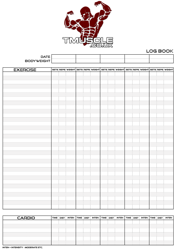 Bodybuilding Log Book Templates Free Download