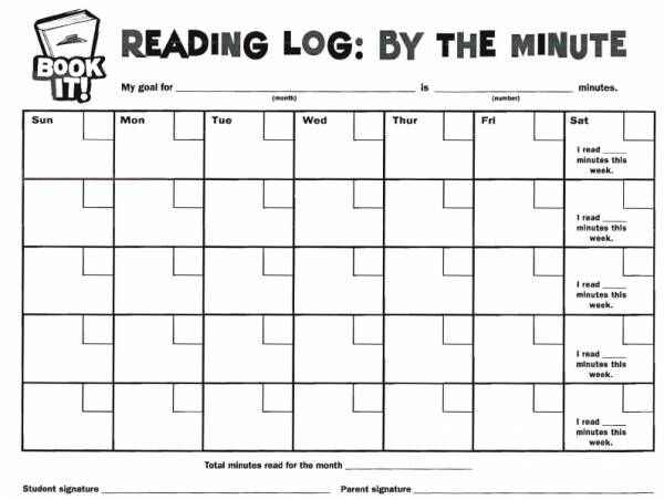 Book It Reading Log By The Minute Reading Calendars Reading Log