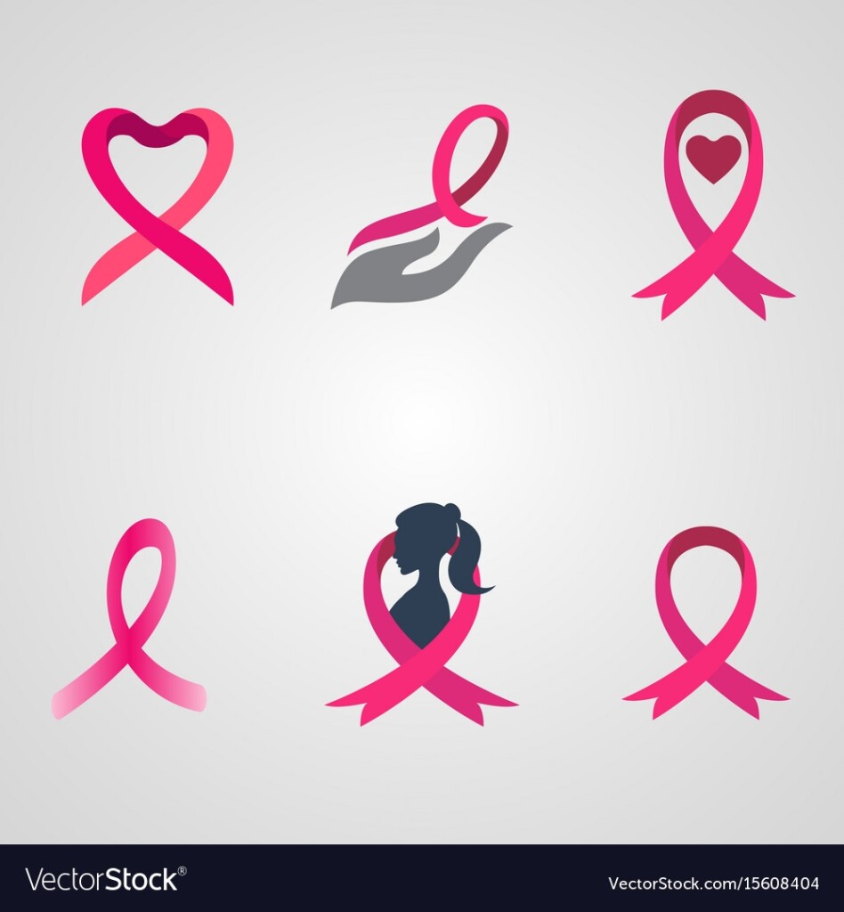 Breast Cancer Ribbon Logos Set Royalty Free Vector Image