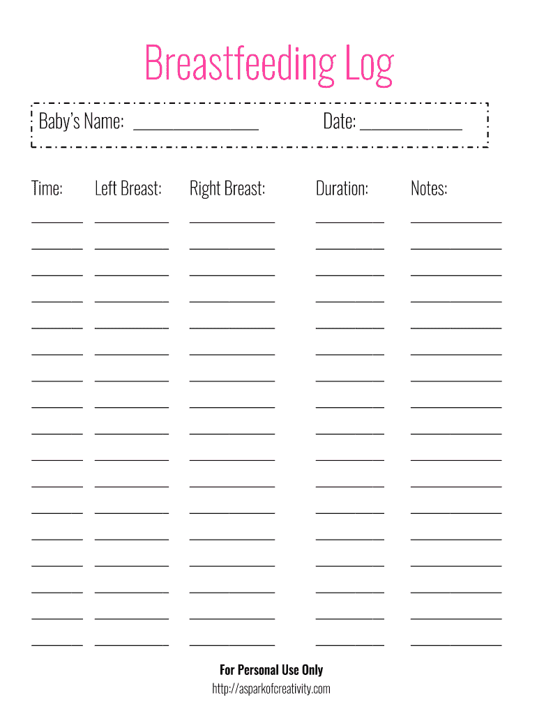 Breastfeeding Log Pdf Fill Online Printable Fillable Blank PdfFiller