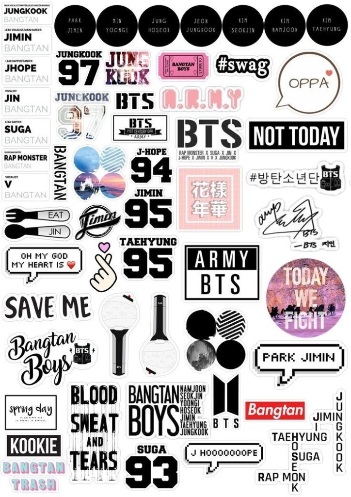 BTS Sticker Design Printable Planner Stickers