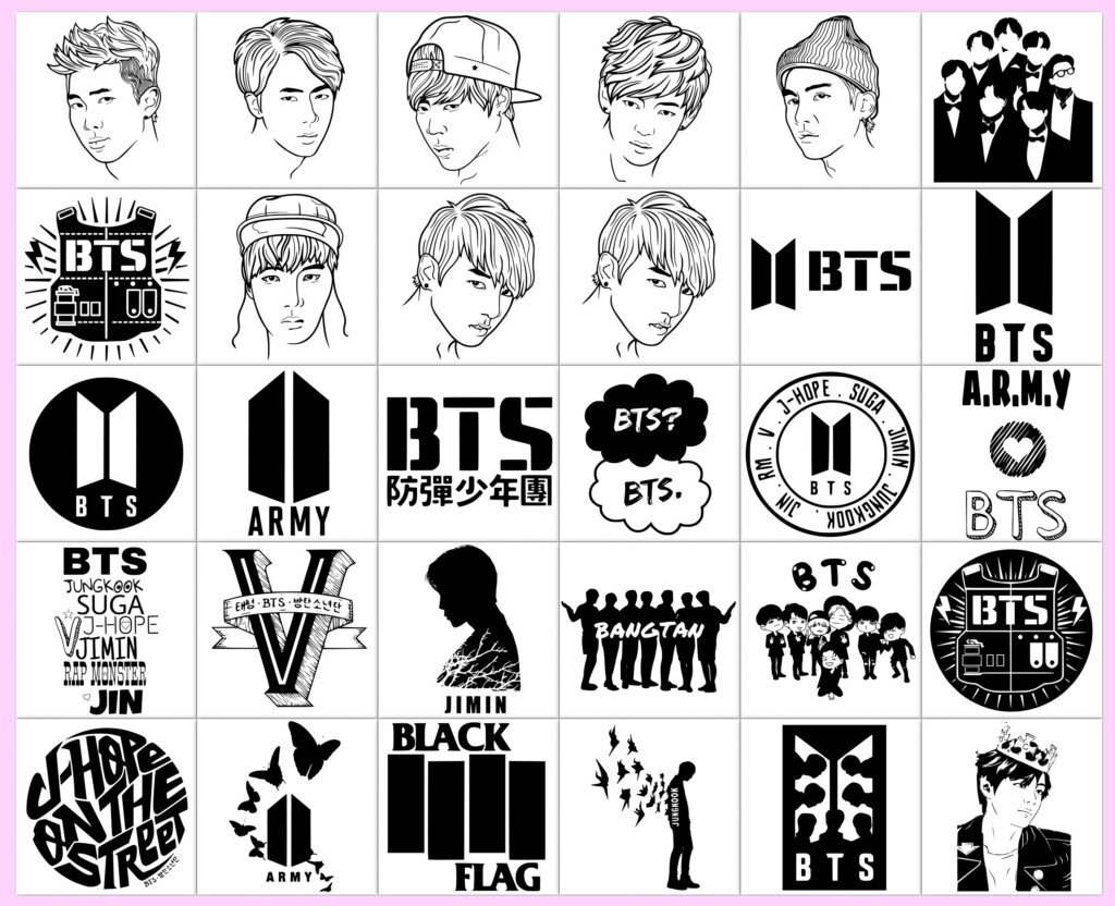 Bts Stickers Printable Black And White Printable Word Vrogue co