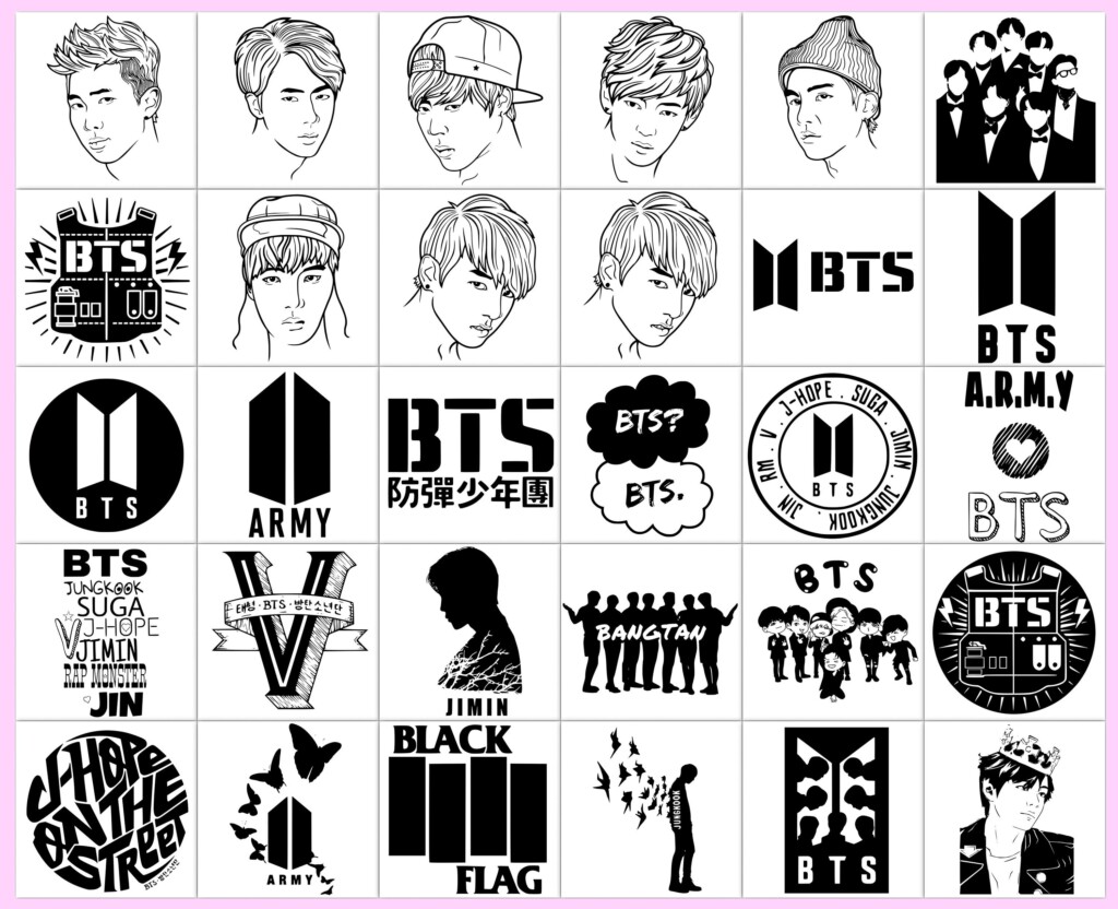 Bts Stickers Printable Black And White Printable Word Vrogue co