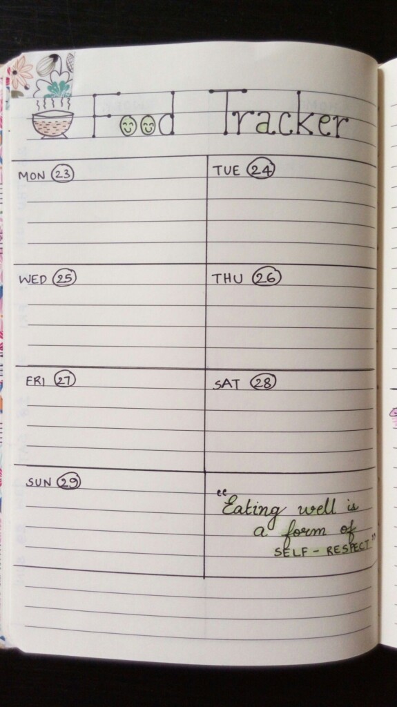 Bullet Journal Food Log Printable Free Printable Templates