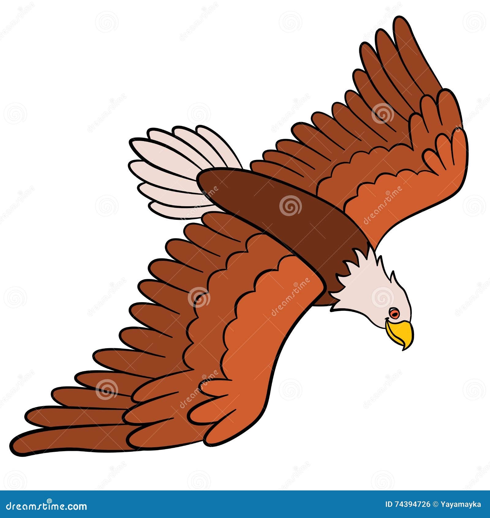 Cartoon Birds For Kids Eagle Cute Bald Eagle Flying Stock Vector