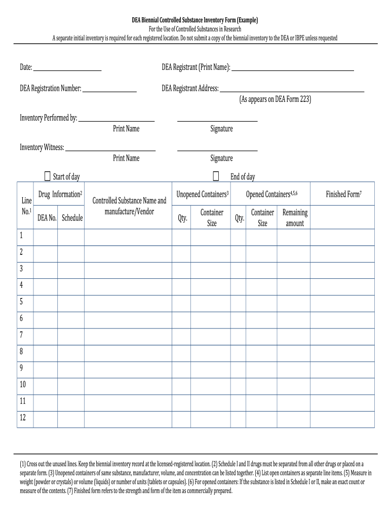 Controlled Substance Inventory Log Pdf Fill Online Printable 