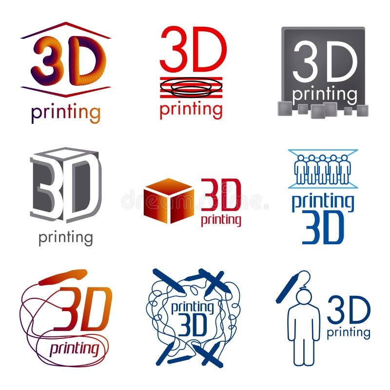 Creative 3D Print Logo Or Sign Icon Modern 3D Printer Printing 
